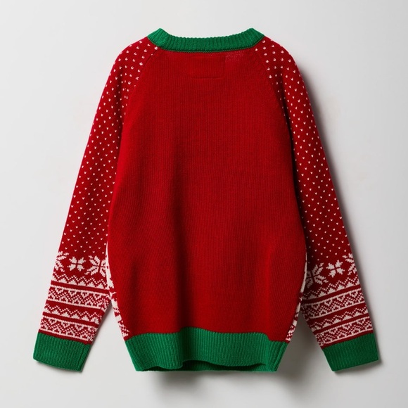 NWT Kids Light-Up Reindeer Christmas Sweater - Red - Picture 2 of 4
